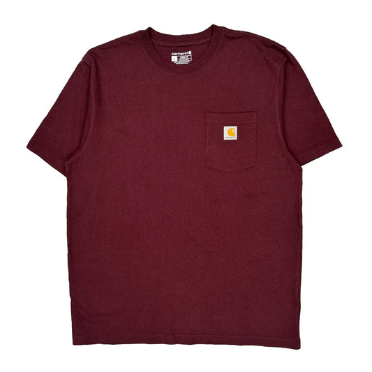Carhartt T-Shirt - Large Burgundy Cotton