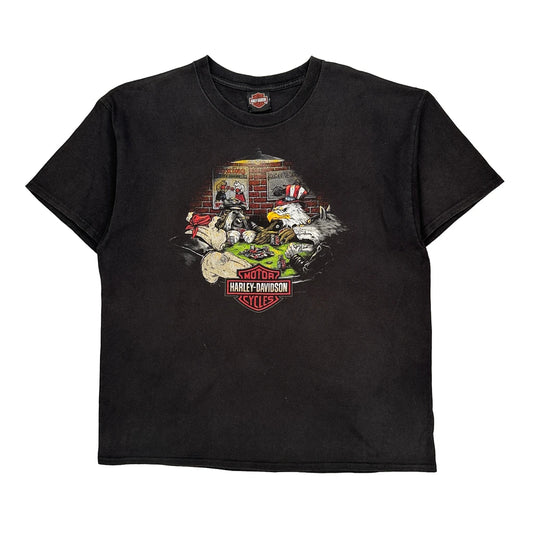 Harley Davidson Graphic T-Shirt - XL Black Cotton