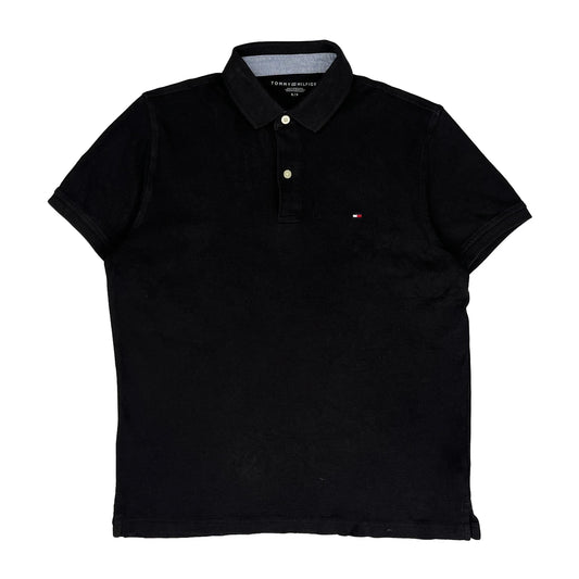 Vintage Tommy Hilfiger Polo Shirt - Small Black Cotton