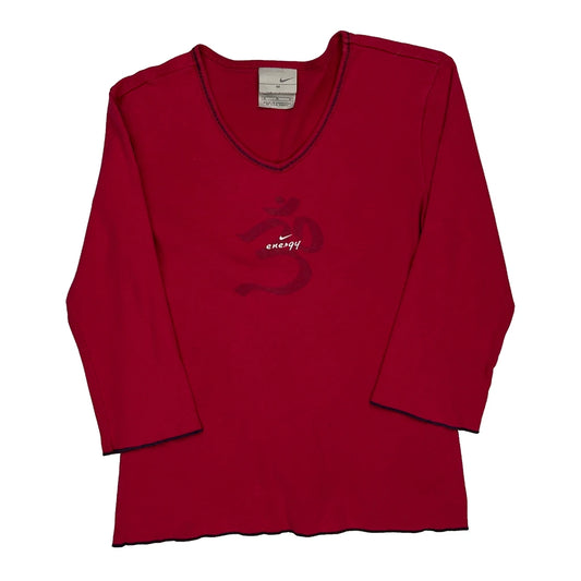 Nike Long Sleeve T-Shirt - Medium Red Cotton