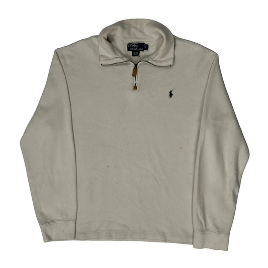 Polo By Ralph Lauren 1/4 Zip - Large Cream Cotton