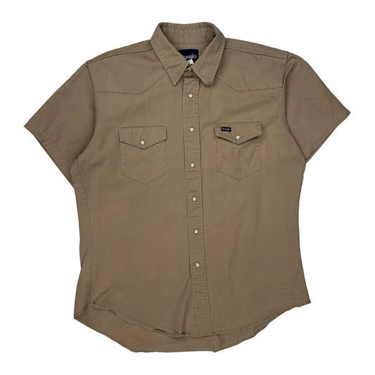 Wrangler Short Sleeve Shirt - Large Khaki Cotton