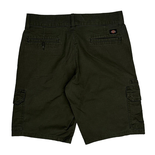 Dickies Cargo Shorts - 32W 10L Green Cotton Blend