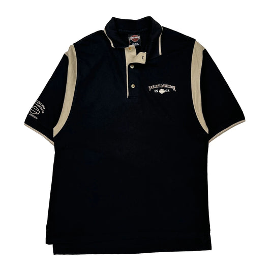 Harley Davidson Polo Shirt - Large Beige Cotton