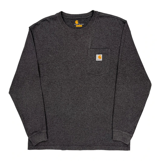 Carhartt Long Sleeve T-Shirt - Large Grey Cotton