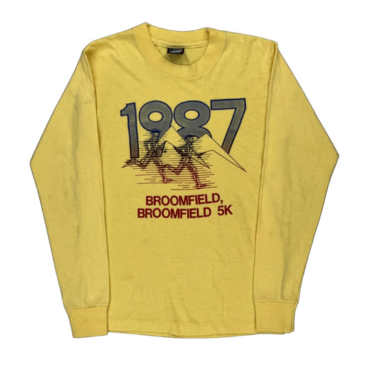 Screen Stars Single Stitch Long Sleeve T-Shirt - Small Yellow Cotton Blend