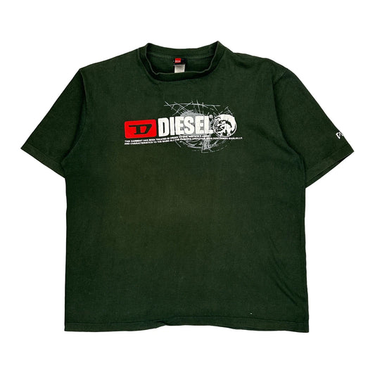 Diesel Logo Diesel Graphic T-Shirt - 2XL Green Cotton