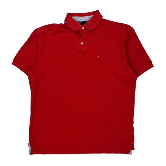 Tommy Hilfiger Polo Shirt - Large Red Cotton
