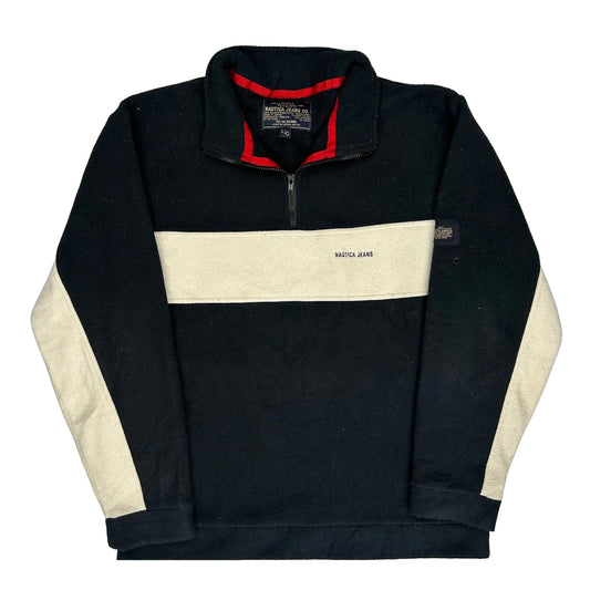 Nautica Striped Fleece - Large Black Polyester