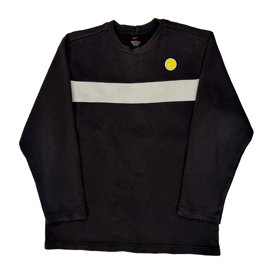 Nike Striped Long Sleeve T-Shirt - Large Black Cotton