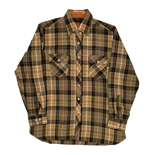 Kmart Checked Flannel Shirt - Large Brown Acrylic
