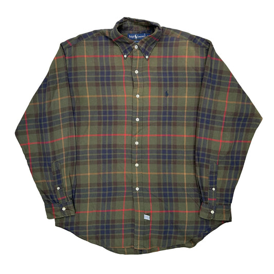 Vintage Ralph Lauren Checked Shirt - Large Green Cotton