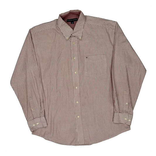 Vintage Tommy Hilfiger Striped Shirt - Large Red Cotton