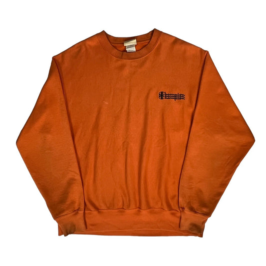 Reverse Weave Champion Sweatshirt - Large Orange Cotton
