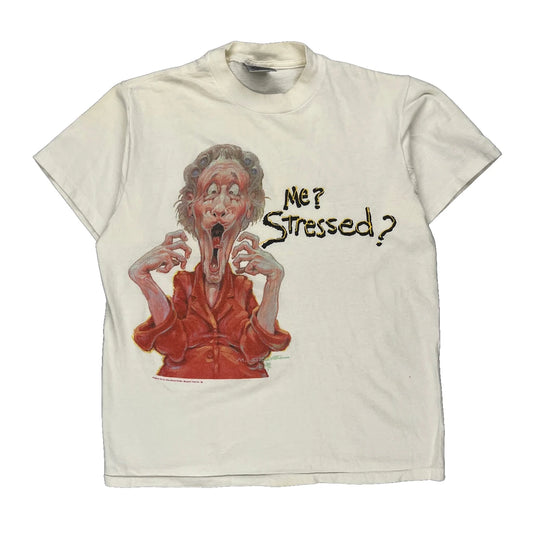 Oneita Graphic T-Shirt - Medium White Cotton