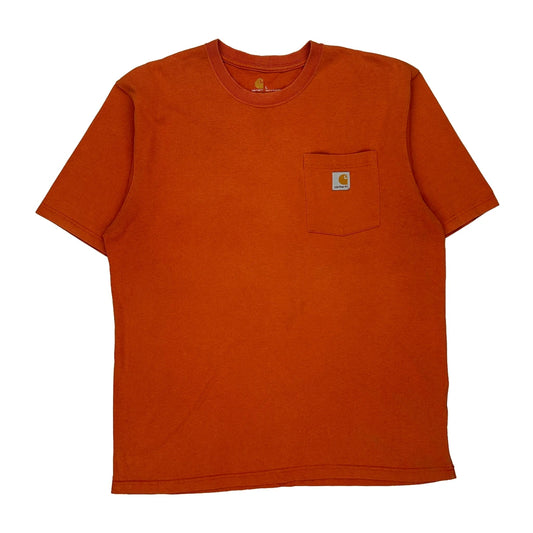 Carhartt T-Shirt - Large Orange Cotton Blend