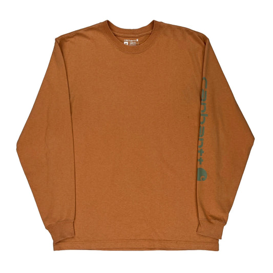 Carhartt Spellout Long Sleeve T-Shirt - Medium Orange Cotton Blend