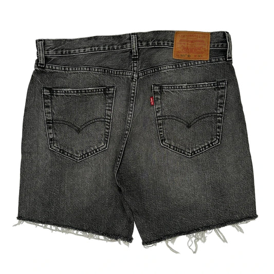 501 Levis Denim Shorts - 35W UK 16 Grey Cotton