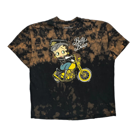 Motorcycle Betty Boop Graphic T-Shirt - 2XL Black Cotton