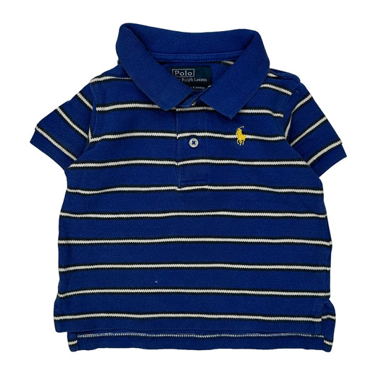 Vintage Age 9 Months Polo By Ralph Lauren Striped Polo Shirt - 2XS Blue Cotton