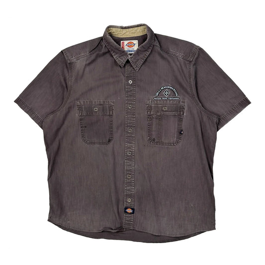 Dickies Herringbone Work Short Sleeve Shirt - XL Grey Cotton