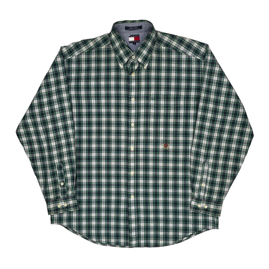 Tommy Hilfiger Checked Shirt - Large Green Cotton