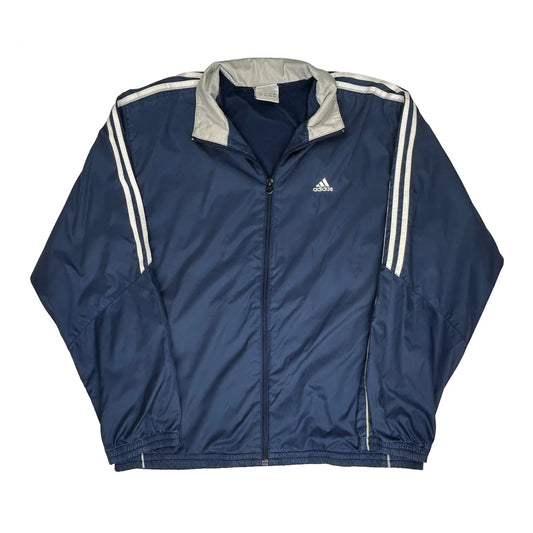 Adidas Striped Track Jacket - Medium Navy Polyester