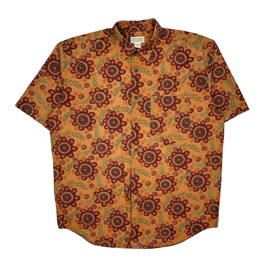 Banana Republic Hawaiian Shirt - Large Orange Cotton