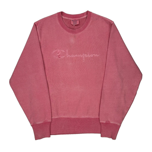 Reverse Weave Champion Spellout Sweatshirt - Medium Pink Cotton