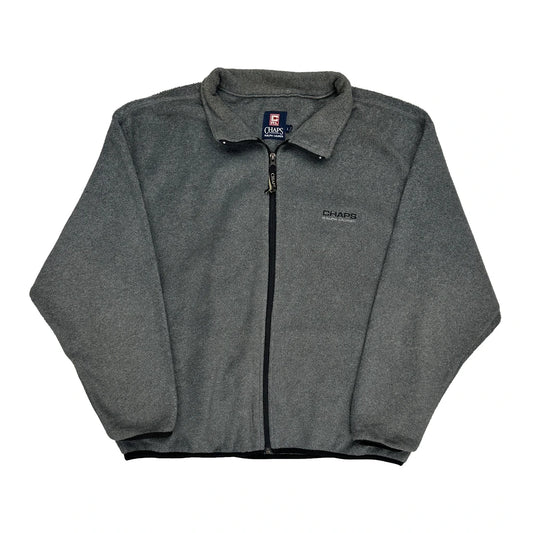 Vintage Chaps Ralph Lauren Fleece Jacket - Large Grey Polyester