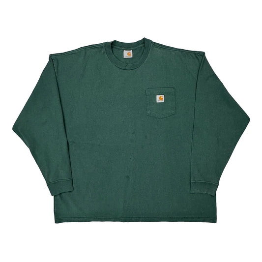 Carhartt Long Sleeve T-Shirt - XL Green Cotton