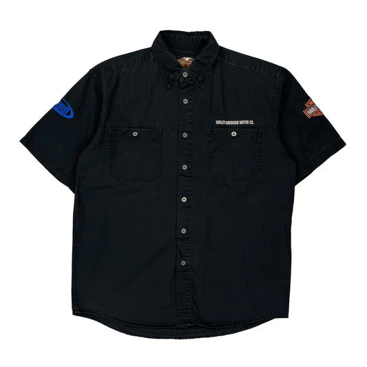 Harley Davidson Motor Co. Harley Davidson Short Sleeve Shirt - Medium Black Cotton