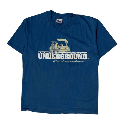 Atlanta Hanes Graphic T-Shirt - Large Blue Cotton