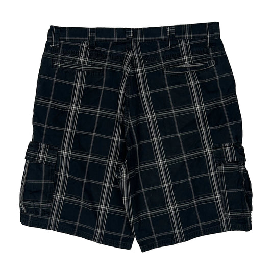 Wrangler Checked Cargo Shorts - 36W 11L Black Cotton