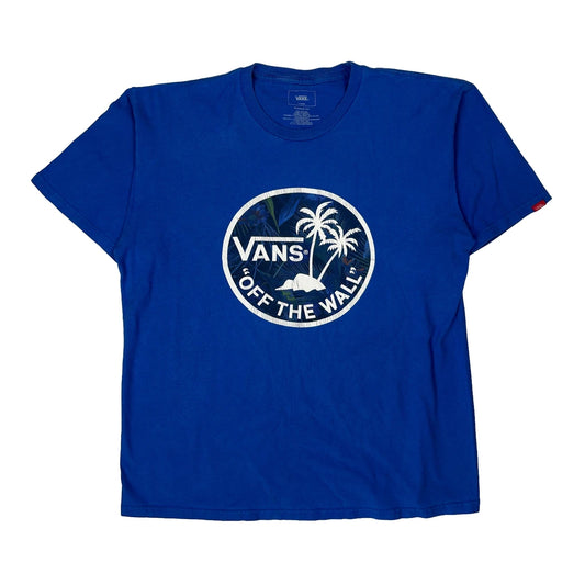 Vintage Off The Wall Vans Graphic T-Shirt - Large Blue Cotton