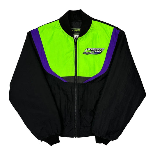 Vintage Snowmobile Arctic Wear Bomber Jacket - Large Black Nylon