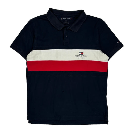 Tommy Hilfiger Slim Fit Polo Shirt - Large Navy Cotton