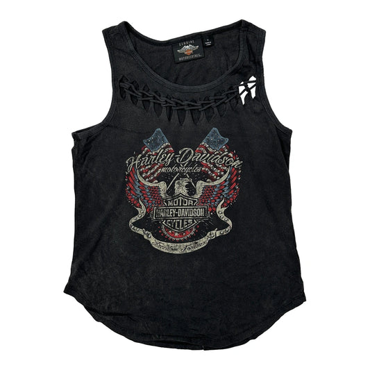 Girls Harley Davidson Motorcycles Vest - Small Black Cotton