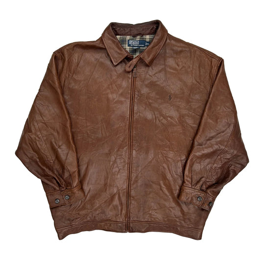 Polo By Ralph Lauren Harrington Leather Jacket - XL Brown Leather