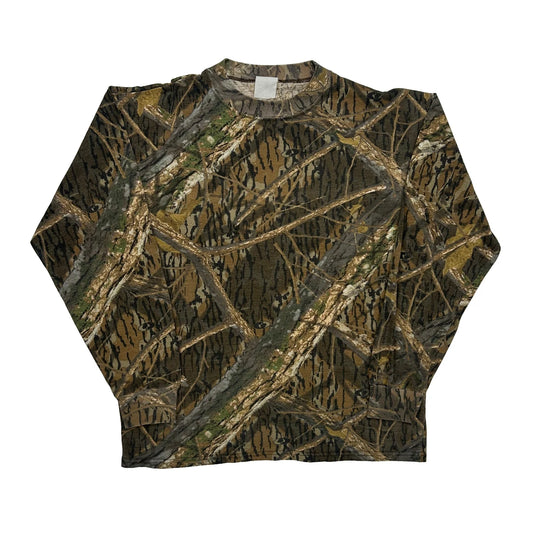 Vintage Mossy Oak Long Sleeve T-Shirt - Large Camo Polyester