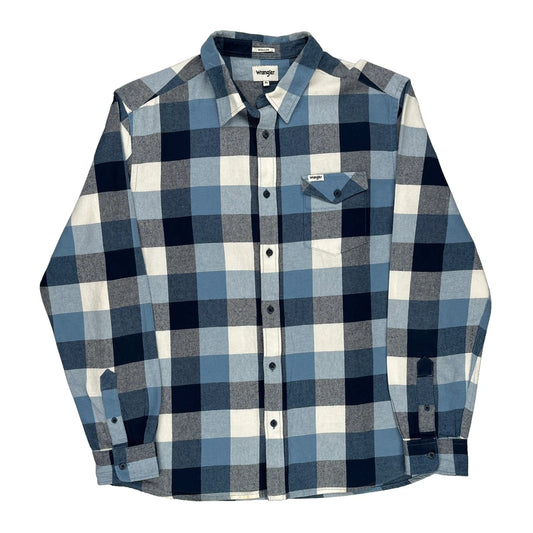 Wrangler Checked Flannel Shirt - XL Blue Cotton