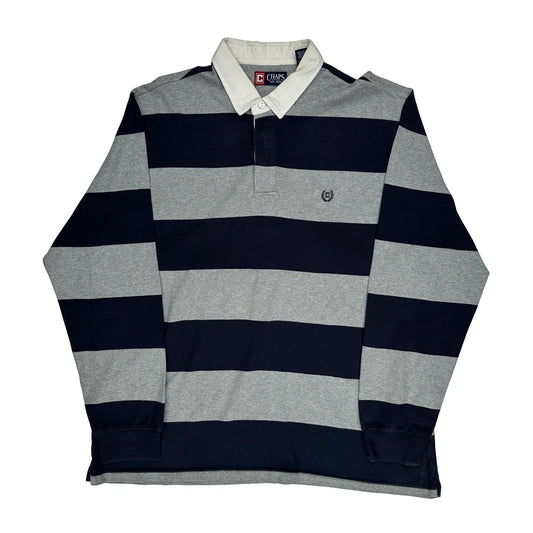 Chaps Ralph Lauren Striped Rugby Shirt - XL Grey Cotton