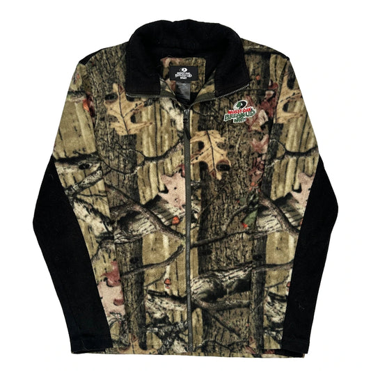 Vintage Mossy Oak Camo Fleece Jacket - Medium Green Polyester