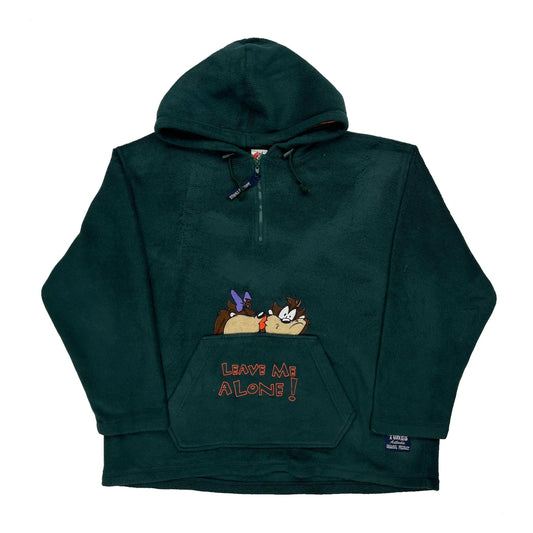Leave Me Alone Looney Tunes Taz Cartoon Hoodie - XL Green Polyester