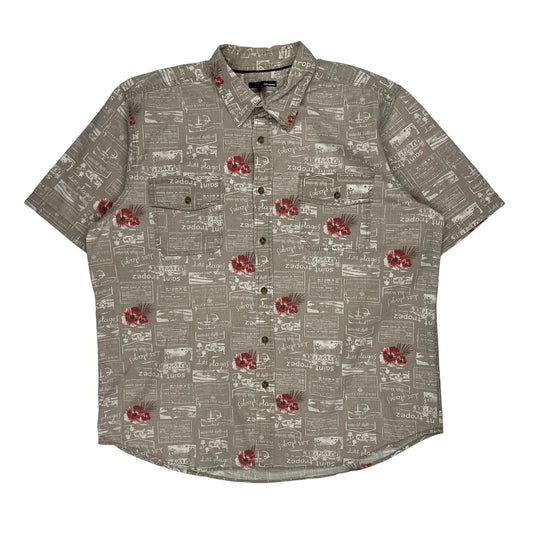 Basic Editions Short Sleeve Shirt - XL Beige Cotton