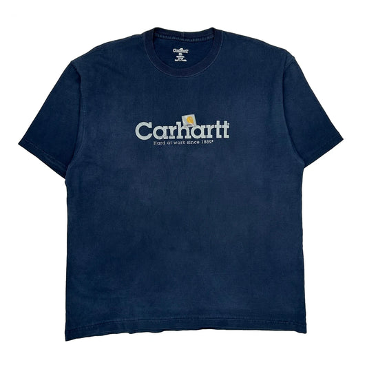 Vintage Carhartt Spellout T-Shirt - XL Blue Cotton