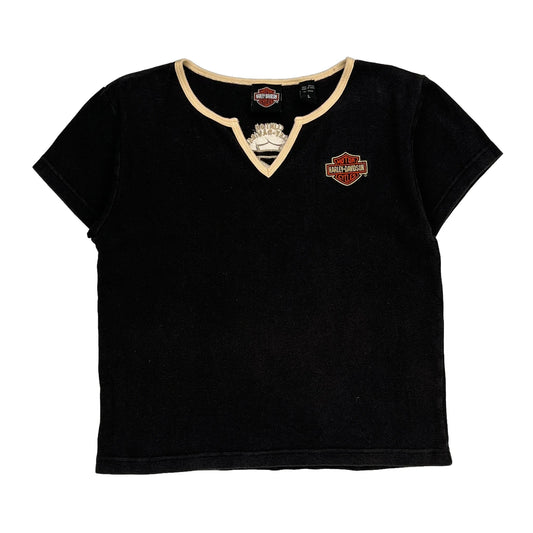 Harley Davidson Graphic T-Shirt - Large Black Cotton