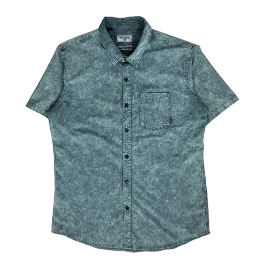 Billabong Short Sleeve Shirt - XL Blue Cotton