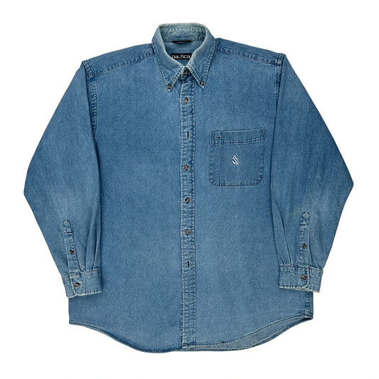 Nautica Denim Shirt - Large Blue Cotton