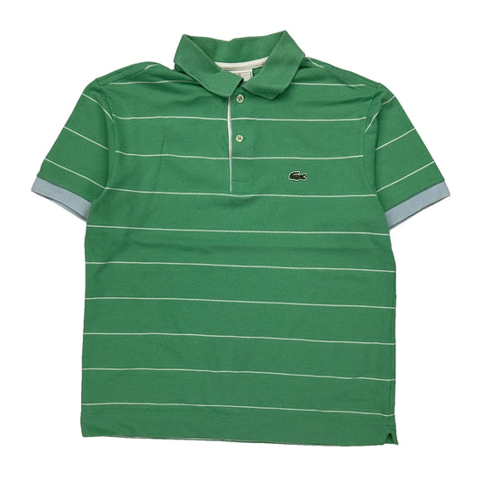 Age 14 Lacoste Striped Polo Shirt - Large Green Cotton